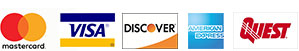 Discover, Visa, Mastercard, American Express, Quest