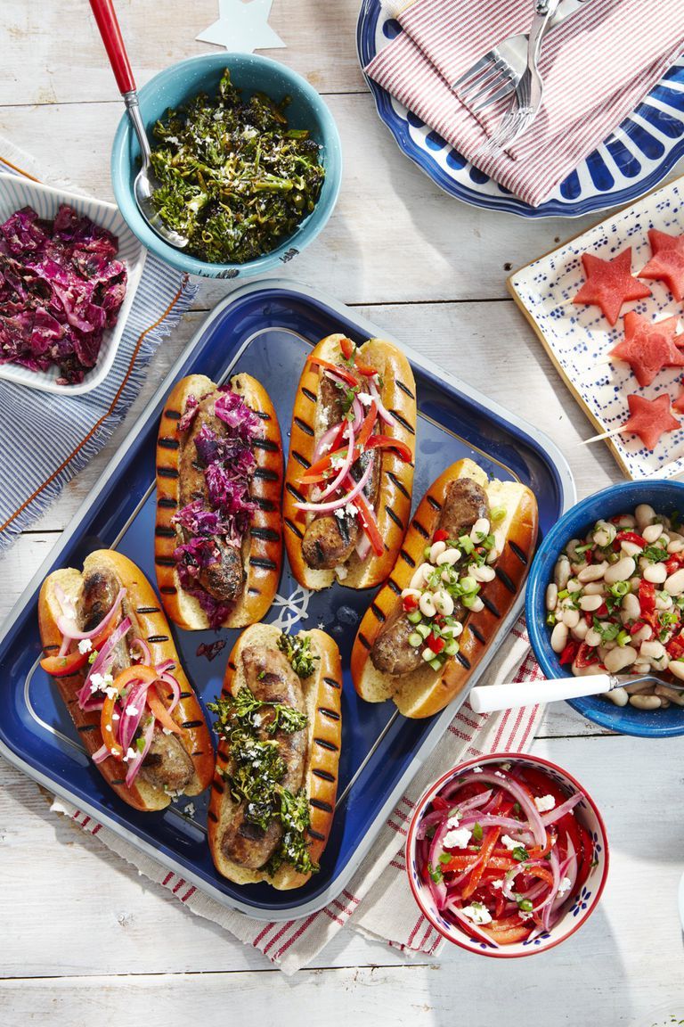 Grilled Brats with 6 Topping Combinations