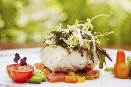 Grilled Chilean Sea Bass in Garlic Butter & Oregano Pesto