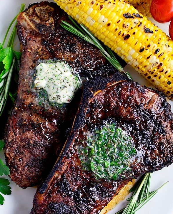 Grilled Steak with Herb Butter and Homemade Seasoning