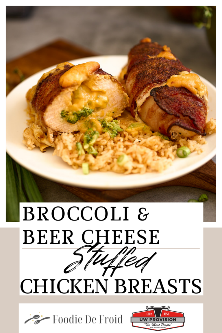 Bacon Wrapped Broccoli & Beer Cheese Stuffed Chicken Breasts